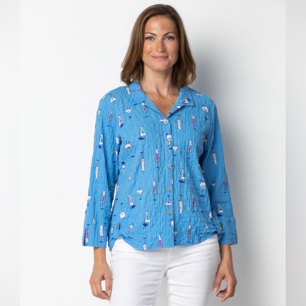 Habitat Side Tab Shirt | Blue Cocktail Long sleeve button up top